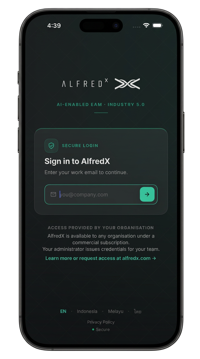 ALFREDx app — Secure login on Mobile